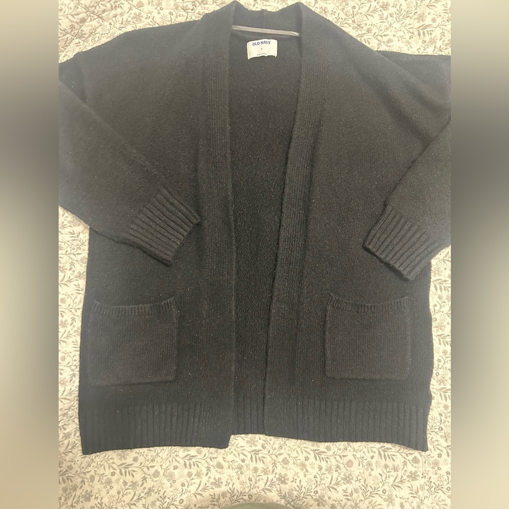 Old Navy Men's Black Open-Front Cardigan with Pockets